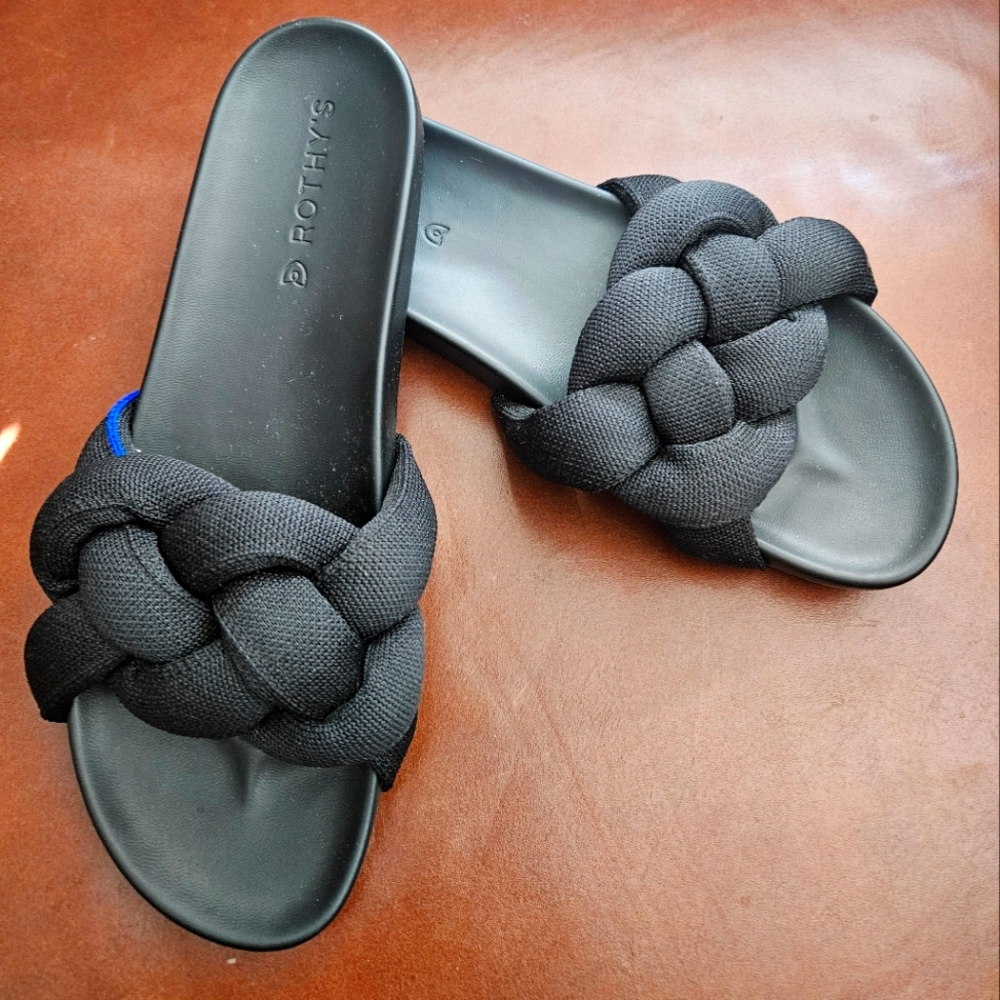 Rothy's Bubble Slides, Black, Size 9